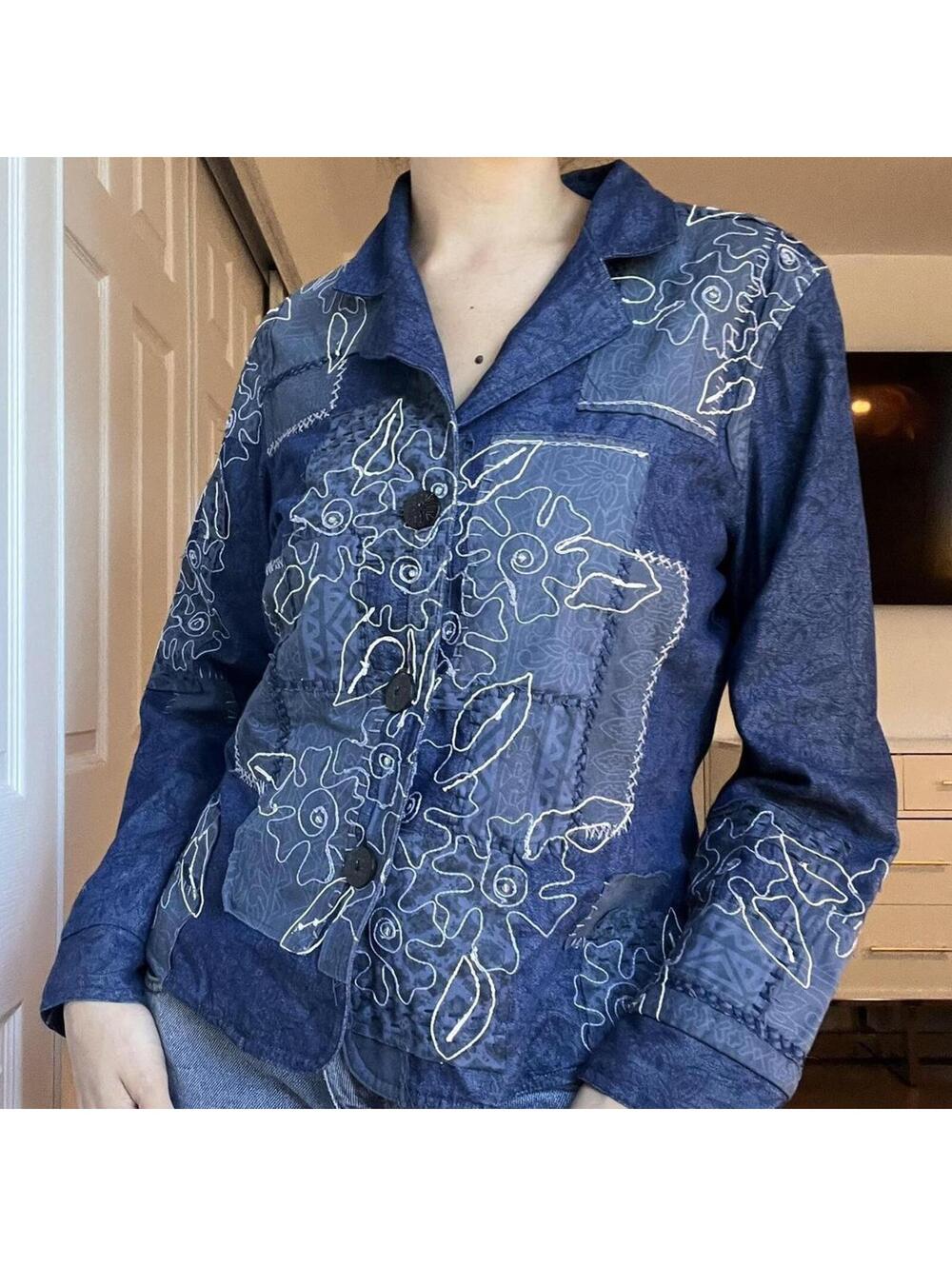 Denim Embroidered Jacket - Picture 2 of 7